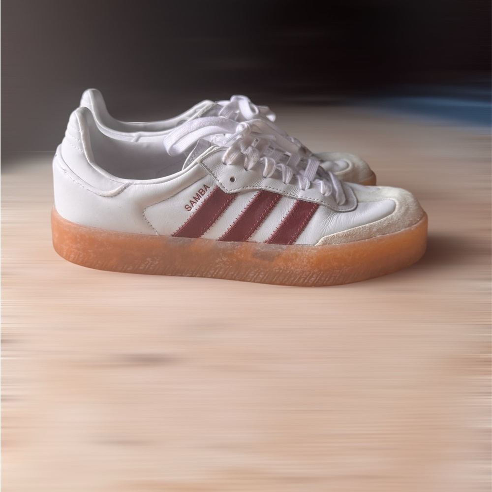Adidas Samba White and Burgundy Sneakers